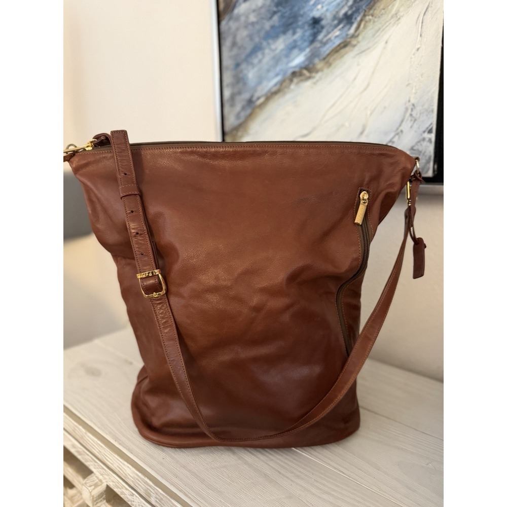 VTG El Portal Genuine Leather Tote Shoulder Crossbody Luxury Bag Travel Carry On